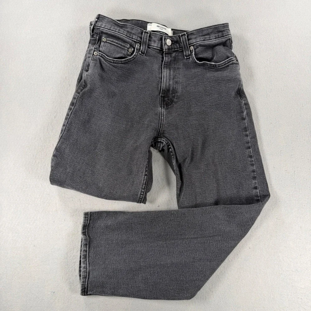 Y2K Hollister Baggy Jeans Mens 28x30 Washed Black High Rise Straight